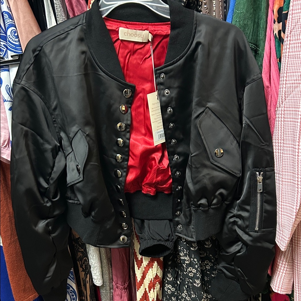 Choosy Women's Black Bomber Jacket